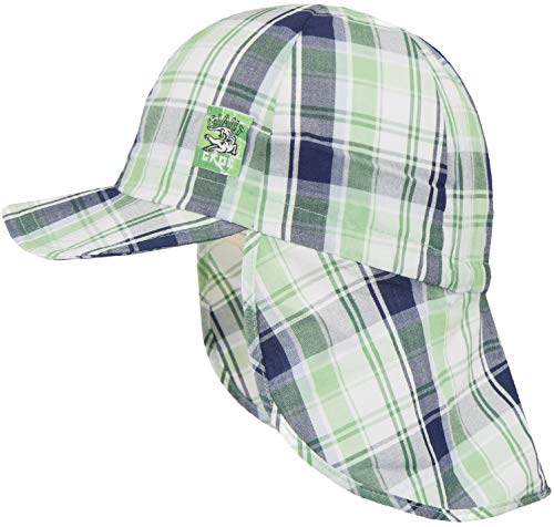 Döll Jungen Schirmmütze Nackenschutz ** fällt klein aus*** UV Schutz 50 Kariert (49, Grün (Croc))
