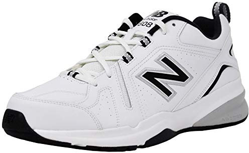 New Balance Men 608V5 Trainer Shoe, White/Black/Silver, 12 X-Wide