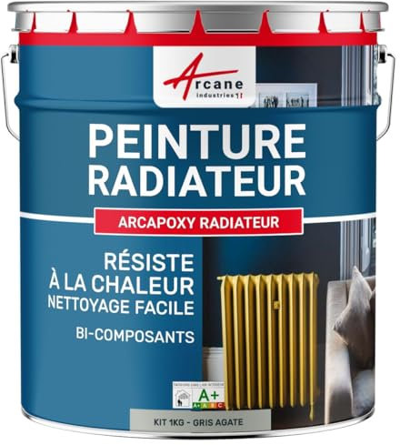 Peinture Radiateur - Fonte acier alu chauffage toutes couleurs PEINTURE RADIATEUR - 1 kg (jusqu'à 5 m² en 2 couches) Gris Agate - RAL 7038 - ARCANE INDUSTRIES