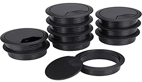 Table Cable Grommet Black Plastic Circular PC Desk Cable for Office Home Worktop 60 mm 10 Pieces