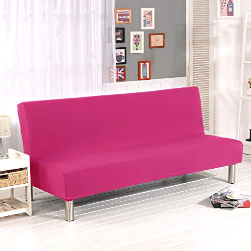 WINS Housse clic clac 3 Places Housse de canapé clic clac Housse de canapé-lit Extensible Housses de canapé sans Bras Housse de Futon canapé Ajustable Rose Rouge