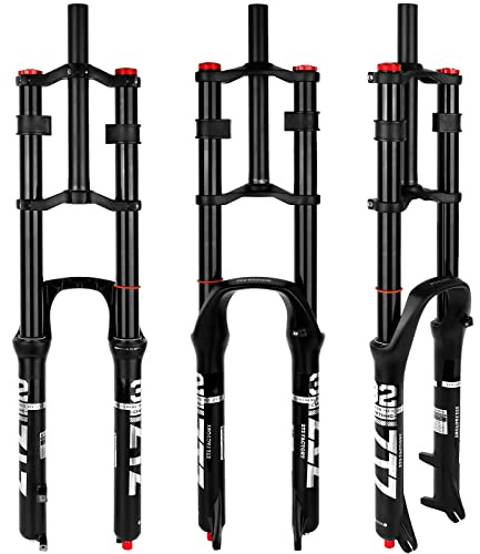 B Bolany Bike Suspension Fork 26/27.5/29 for Mountain Bike DH Air Double Shoulder Downhill Rappelling Shock Absorber Straight Tube Ultralight Bicycle Shock Absorber Rebound Adjust (Black, 29'')