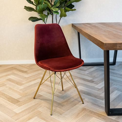 Kick Collection Esszimmerstühl Velvet - Samt - Rot - Modern und Hochwertig - Samtstoff und Metall - Erhältlich in vielen Farben