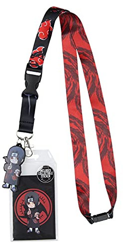 Cordon porte-badge Naruto Shippuden Itachi Uchiha avec pendentif autocollant en caoutchouc