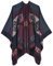 Damen Herbst Winter Retro Poncho Schal Gestrickt Beidseitig Tragbar Klassische Wrap Cape Cardigans Schal Quasten Stola,Totem Marine-Rot