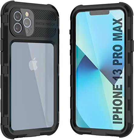 Punkcase for iPhone 13 Pro Max Waterproof Aluminum Case [Metal Extreme 2.0 Series] IP68 Rugged Bumper Cover W/Buillt in Screen Protector | Ultimate Protection for iPhone 13 Pro Max (6.7) [Black]