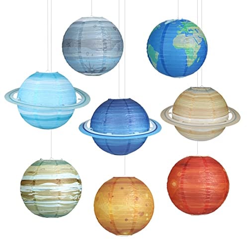 LIHAO 8 PCS Himmelskörper Papierlaterne Planeten Lampions Lampenschirm Sonnensystem Laterne Deko für Kinder Thema Party Taufe Geburtstag Zimmerdeko