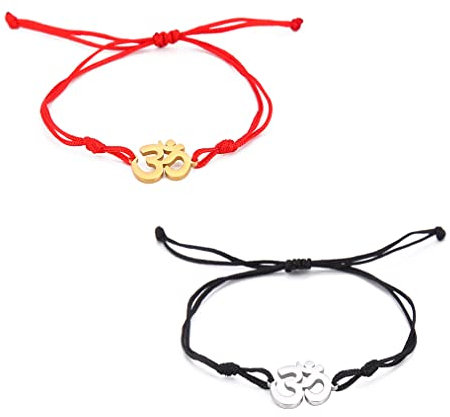 unift Om Bracelet Pour Hommes Femmes En Acier Inoxydable Symbole Hindou Om Amulette Bracelets Charme Yoga Bracelet Réglable Bijoux Hypoallergéniques (argent + or)