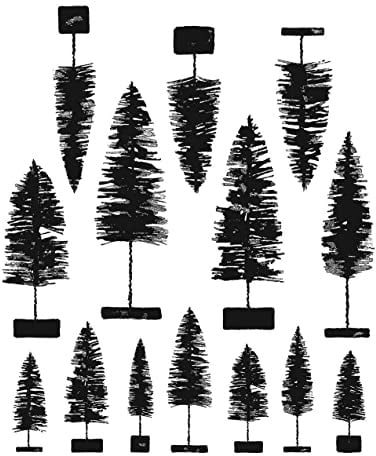 Tim Holtz Cling Stamps 7X8.5-Bottlebrush Trees -CMS455