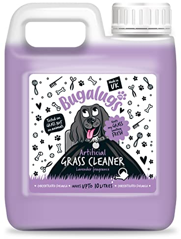 BUGALUGS Artificial Grass Cleaner - Dog Safe, Pet Disinfectant & Lawn Deodoriser - Puppy Urine Cleaner & Odour Eliminator - 1L Super Concentrate - Made in UK Cruelty Free (Lavender 1L)