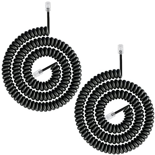 HAWAKA Telephone Cord, 6 Feet Uncoiled Cavo telefonico, RJ9 (4P4C), cavo a spirale, cavo telefonico per telefono fisso di casa, ufficio, connettore per telefono