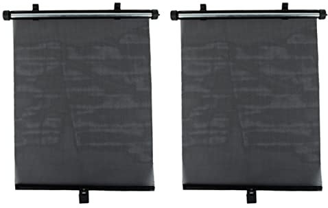 Parasol retráctil para ventana de coche, paquete de 2 parasoles enrollables para automóvil, con 6 ventosas, Negro