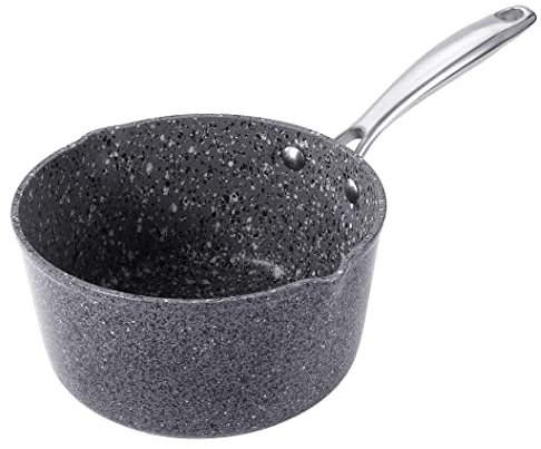 Unique Craft Non-Stick Saucepan Milk Pan, Suitable for All stoves, Nonstick Milk Pan with Granite Coating, Induction Compatible (18cm)