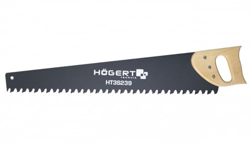 HÖGERT TECHNIK Handsäge für Porenbeton 600 mm 17 TPI – Säge für Gasbetonblöcke, gehärtete TCT-Hartmetallzähne, dreiseitig geschliffen, Holzgriff, Gasbetonsäge Betonsäge Wandsäge Werkzeug