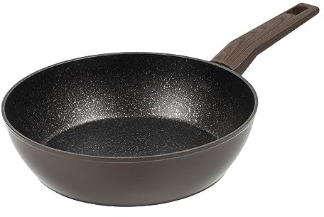 RESTO tiefe Pfanne - Induktion aus hochwertigem geschmiedetem Aluminium - Bratpfanne mit Marmor-Antihaftbeschichtung 4-lagig für alle Herdarten geeignet (Ø28 h=7.7 cm/Ø Boden 18.0 cm)