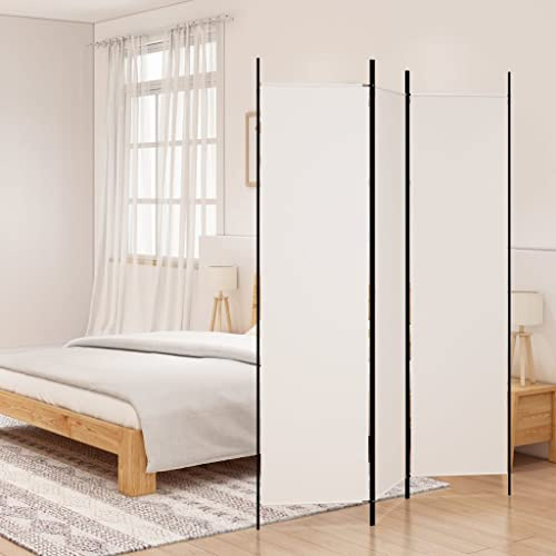 Raumteiler stehend Sichtschutz 3-tlg. Paravent Weiß 150x200 cm Stoff