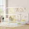 Merax Hausbett 90x200cm, 2-in-1 Kinderbett mit Rausfallschutz und Lattenrost, Funktionsbett Doppelbett für Zwei Kinder, Holz Baumhausbett für Mädchen & Jungen, Flachbett, Ohne Matratze, Weiß