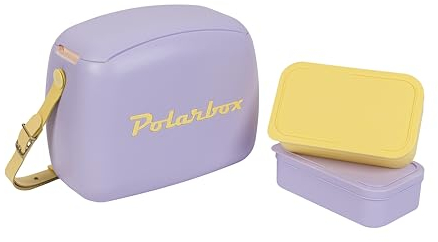 Kreher Kühltasche mit Brotdose, Kühlbare Lunchbox, Passive Kühlbox für Lebensmittel, Medikamente, Mittagessen im Retro-Design (Lila/Gelb)