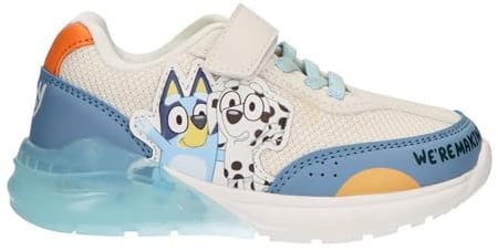 Bluey Kinderschuhe - Weiß und Blau - Größe 25 - Klettverschluss - Sportschuhe mit TPR-Sohle und LED-Licht - Verstärkte Zehe - Original Produkt entworfen in Spanien