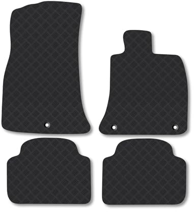 Kia Stinger (2017+) Rubber Car Mats Accessories Tailored Fit Compatible Accessory Waterproof Protection Non-Slip Floor Mats Full Coverage Durable Front Rear Set Coverage with Clips