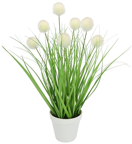 Flair Flower Knopfgras im Topf Kunst-Gras Künstliches Gras Grün Kunstpflanze Kunstgras Ziergras Kunstpflanzen Dekogras Grasbüschel Ziergras Deko Grasarrangement Borstenhirse Süßgräser