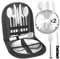 Cynrikah Vaisselle de Camping 11PCS, 2 Personnes kit Vaisselle Camping Inox Set de Camping Inox Eté Vaisselle Camping Ensemble de Vaisselle pour la Randonnée, L'escalade, Le Plein Air(Sac Noir)