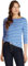 Tommy Hilfiger Women's Long Sleeve Slim Fit Boat Neck Top, Multicolor (Fine STP Blue Spell/Ivory Petal), L