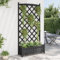 Gecheer Fioriera,Letto Rialzato,con Traliccio,Rampicante,in Legno Massello,di Abete,Nero,90x35x180 cm,Fioriera Grigliato Legno,Fioriera con Griglia,Legno,Fioriera da Giardino Legno