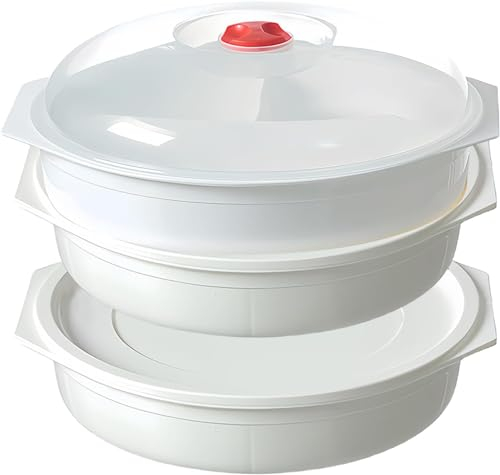 SPORWAY 3 piezas de vajilla para microondas: platos de microondas con tapa con división de 3 compartimentos, latas de almacenamiento de reservas para calefacción, 3 pisos microondas vajilla con