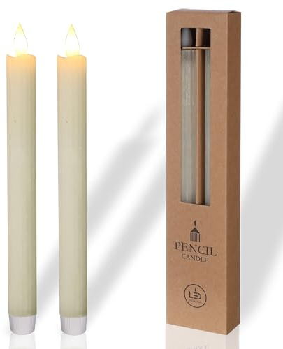 COMFORDER Echtwachs LED Kerzen mit flackernder Flamme (2er Set), elektrische Stabkerzen mit Timerfunktion, (Creme)