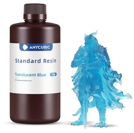 ANYCUBIC 3D Drucker Resin, UV 405nm Standard Rapid Photopolymer Resin, mit Hoher Genauigkeit, Schneller Aushärtung und Hervorragender Fließfähigkeit für den LCD 3D Printer (Transluzent Blau,1000g)