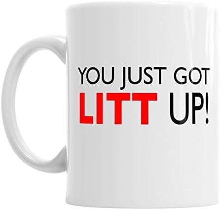 kisoyo Keramiktasse mit Aufschrift You Just Got Litt Up, Weiß, 325 ml, Weihnachtsgeschenk, Bürogeschenk