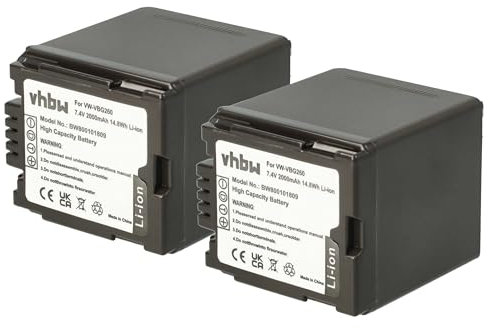 vhbw 2x batteria compatibile con Panasonic HDC-TM700, NV-GS320, NV-GS330 videocamera camcorder (2000mAh, 7,2V, Li-Ion) con infochip