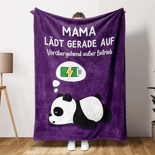 Craftique Lustige Geschenke für Mama, Kuscheldecke, Beste Mama Geschenk, Neue Mama, Mutter Geschenk von Tochter Sohn, Geburtstagsgeschenke für Mama 127x152 cm (Lila)