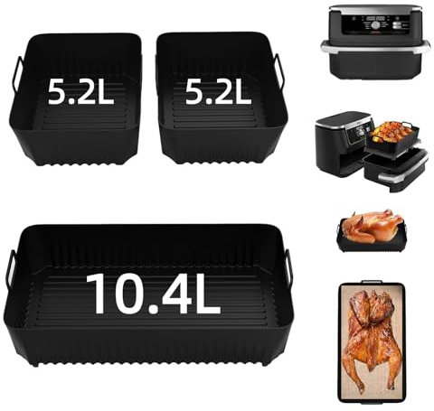 Moule Air Fryer, Accessoires pour friteuse à air pour Ninja Foodi Flexdrawer 10.4L AF500EU, 3-Piece Set, Tapis de silicone pour friteuse, moule air fryer ninja,Air fryer accessoires