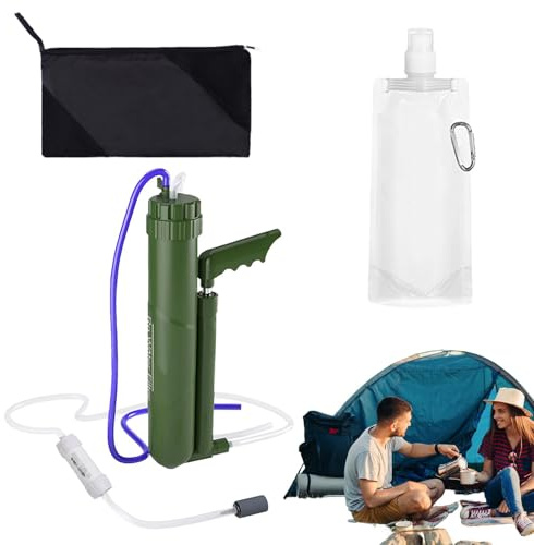 Camping Wasserfilter | Tragbares Wasserfilter-Set | Außenwasserreiniger | Einfach zu bedienende Pumpen- und Strohhalmoptionen, ideal für sicheres Trinkwasser bei Outdoor-Abenteuern