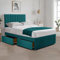 BED TIME UK - Luxe Plush Divan Bed Set | Premium Bed Frame with Spring Memory Foam Mattress & Stylish 20 Vertical Liner Headboard | 2-Drawer Storage (Emerald Green, 4FT6 Double Bed)
