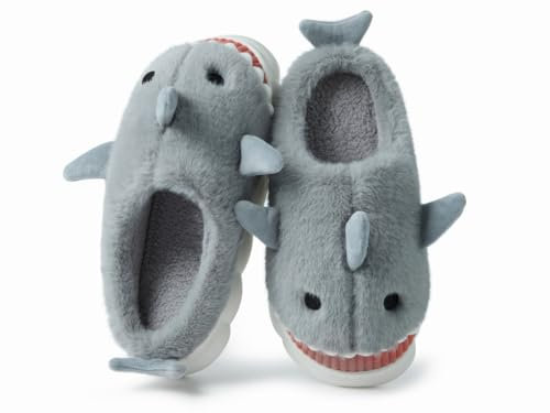 Coswind Kuh Hausschuhe Damen Herren Plüsch Pantoletten Winter Weiche Warme Bequeme Flauschige Tiere Leichte Kuschel Rutschfeste Cozy Geschlossen Lustige Schuhe Grau 270