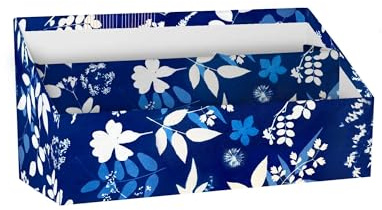 Clairefontaine - 83508C - A Cardboard Letter Holder 25x10x14 cm - Home Office - Floral/Cyanotype - Office Storage - Organizer - Cyanotype Collection
