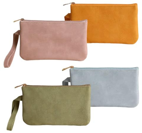 4 Pieces Pu Leather Storage Bag, Mini Storage Bag, Portable Storage Bag, Waterproof Clutch Bag, Women's Storage Bag