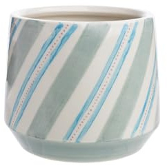 Tranquillo Blumentopf Blue AQUARELL aus Steinzeug Pflanztöpfe rund Sukkulenten Home-Deko modern, Farbe: Blau, Ø 13,5 x 11,5 cm