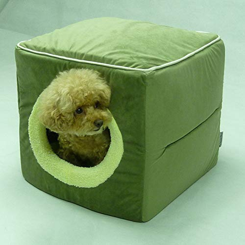 Haustierhaus, Katzen/Hundebett, Bett 2 In 1 Und Sofa, Waschbar, Kaninchennest, Höhle, Abnehmbares Kissen, Katzenbett, Weiche Korbhöhle, Kleine Hundehütte/Light Green
