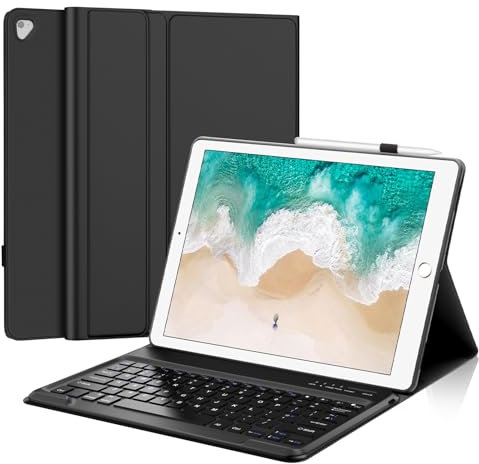 IVEOPPE Keyboard Case for iPad Pro 12.9'' 2017/2015, Keyboard for iPad Pro 12.9 inch 2nd/ Pro 12.9 1st Gen, Detachable Bluetooth Keypad, UK Layout, Black