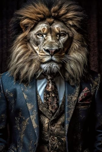 Art Universe Glasbild Eleganter Löwe - Hochwertiger Kunstdruck auf Sicherheitsglas mit Aufhängern - Modernes Bild aus Glas 80x120 cm