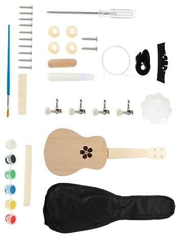 HONITANO Selbstgemacht Ukulele Bausatz 21 Zoll Für Kinder Komplettes Holzmaterial Satz Mit Graffiti Dekoration Selbstgemacht Musikinstrument Bauset Zum Selberbauen Und Spielen