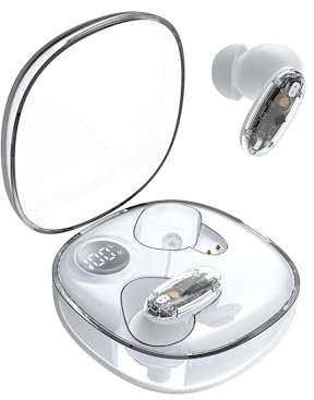 Mars Gaming MHIB2, Écouteurs Bluetooth 5.4, Son Immersif, Design Ergonomique Semi-Transparent et Ultra-Compact, 24 Heures d'Autonomie, Écouteurs sans Fil avec Boîtier et Indicateur LED, Blanc​