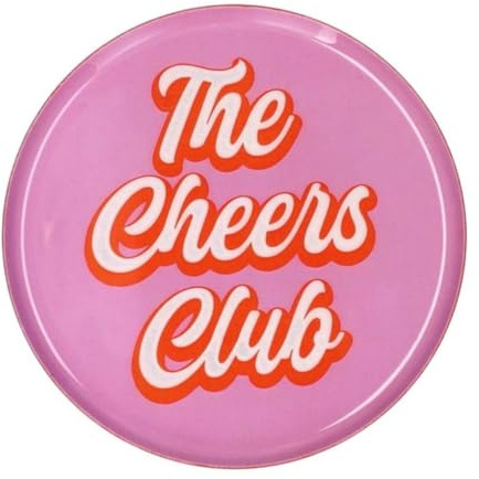Love Trays, Dekotablett, XS, Motiv: The Cheers Club, rund, rosa 12,7x1x12,7cm