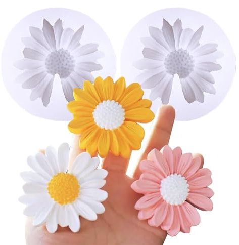 2 PCS Moule 3D en Forme de marguerite, Moule Bougie Fleur, Moules en Silicone en Forme de Marguerite 3D, pour DIY Savon, Fondant, Bougies, Projets D'artisanat