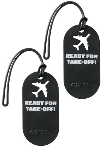 American Tourister Gepäckanhänger - Kofferanhänger für Koffer und Taschen, mit Aufdruck und Adresskarte, Set aus 2 Stück - Ready for Take-Off