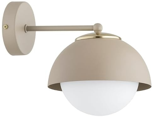KAR LIGHTING Wandleuchte 1-flammig Beige – Cosmo Ecru Kaschmir Wandlampe aus Metall & Glas – E27 Lampe für Flur oder Wohnzimmer – LED geeignet